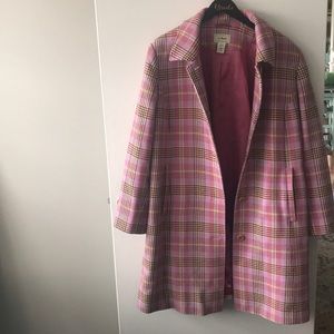 GUC L.L. Bean Pink Plaid Warm Wool Coat 2X